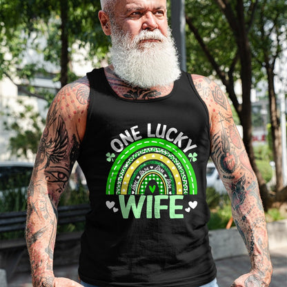 Best Wife Shirt, Wife and Husband Unisex T-Shirt/Hoodie/Sweatshirt HLT00 - Gift for wife T shirt, lucky wife   Womens St Patricks Day Clover One Lucky Wife Rainbow Shamrock Ta