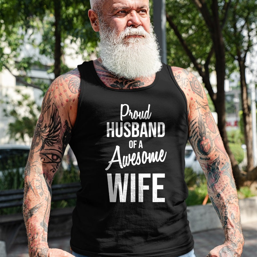 Best Wife Shirt, Wife and Husband Unisex T-Shirt/Hoodie/Sweatshirt HLT00 - Proud Husband Of A Freakin Awesome Wife T-Shirt