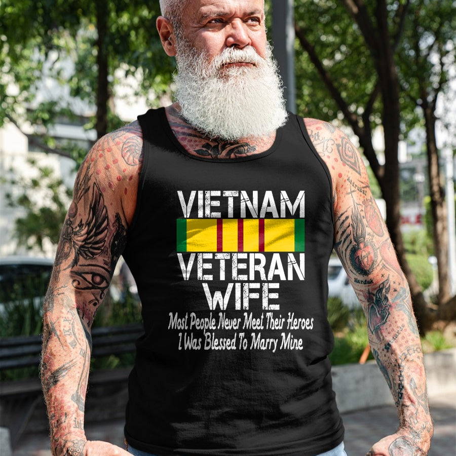 Best Wife Shirt, Wife and Husband Unisex T-Shirt/Hoodie/Sweatshirt HLT00 - Gift for wife T shirt, lucky wife   Vietnam Veteran Wife Gift T-Shirt