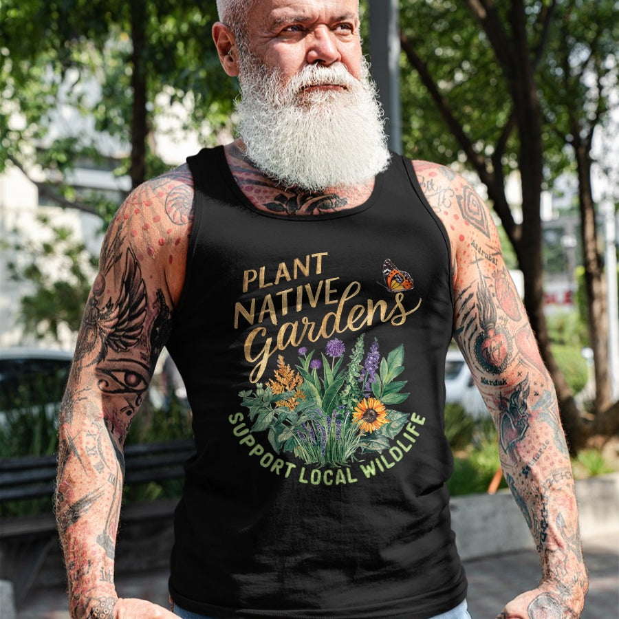 Native American T-Shirts, Vintage Native American Unisex T-Shirt/Hoodie/Sweatshirt HLT00 - Retro Plant Native Gardens Support Local Wildlife Gardening