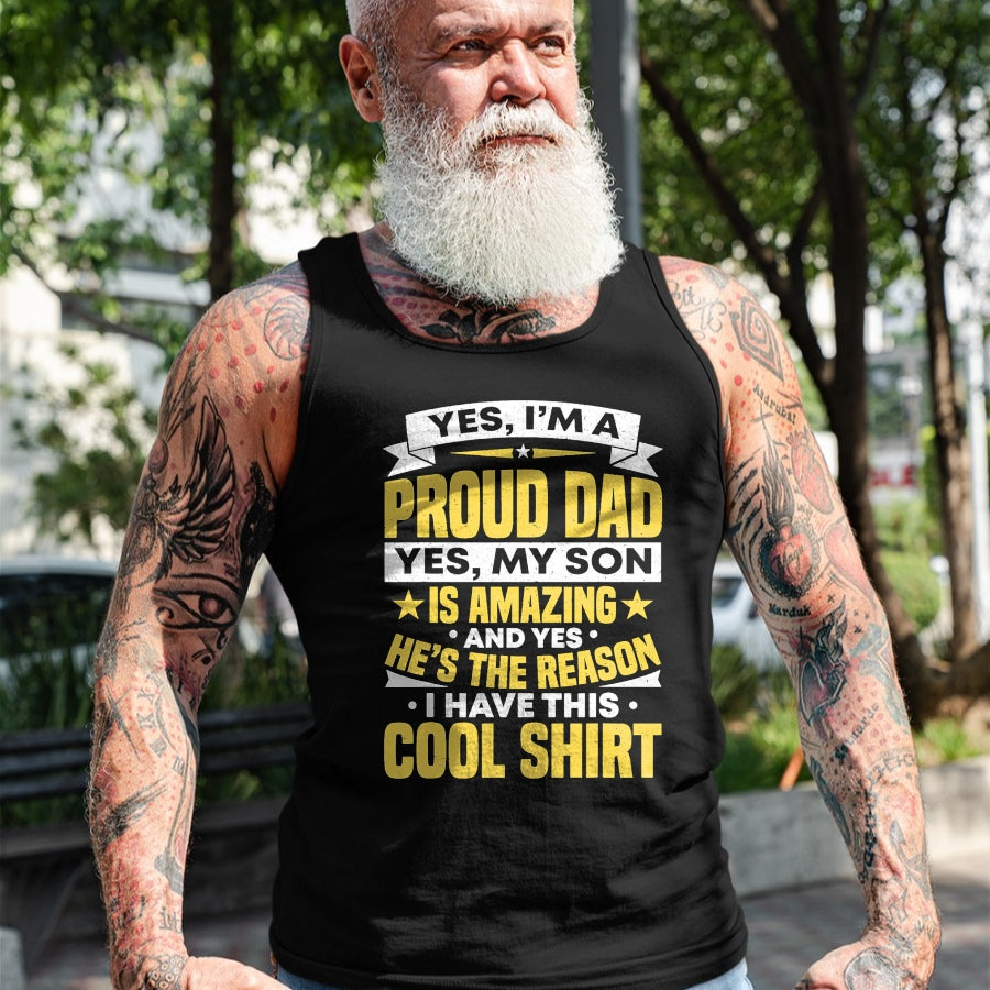 Gift for Dad Shirt, Funny Dad Unisex T-Shirt/Hoodie/Sweatshirt HLT00 – Proud Dad Of A Son Father_s Day From Son T-Shirt
