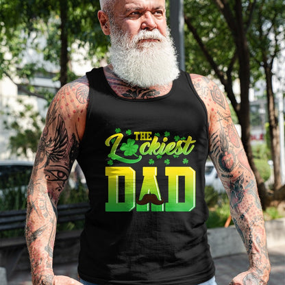 Gift for Dad Shirt, Funny Dad Unisex T-Shirt/Hoodie/Sweatshirt HLT00 – Mens Luckiest Dad Tshirt St. Patrick_s Day Lucky Irish Gift Tee