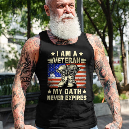 Proud Veteran Shirt, Funny Veteran UnisexT-Shirt/Hoodie/Sweatshirt HLT00 - I am A Veteran My Oath Never Expires Veteran Day USA Flag T-Shirt