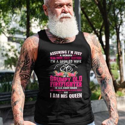 Best Wife Shirt, Wife and Husband Unisex T-Shirt/Hoodie/Sweatshirt HLT00 - Gift for wife T shirt, spoiled wife   I'm A Spoiled Wife Grumpy Old Firefighter - Firefighter Wife P