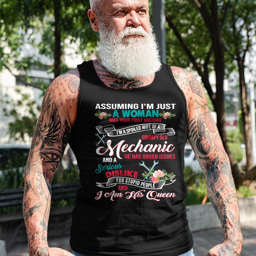 Best Wife Shirt, Wife and Husband Unisex T-Shirt/Hoodie/Sweatshirt HLT00 - Gift for wife T shirt, spoiled wife   I'm A Spoiled Wife Of A Grumpy Old Mechanic T-Shirt