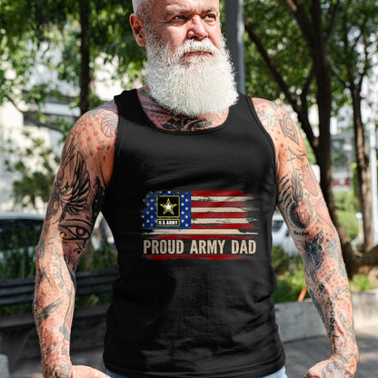 Gift for Dad Shirt, Funny Dad Unisex T-Shirt/Hoodie/Sweatshirt HLT00 – Vintage Proud Army Dad American Flag Veteran Gift T-Shirt