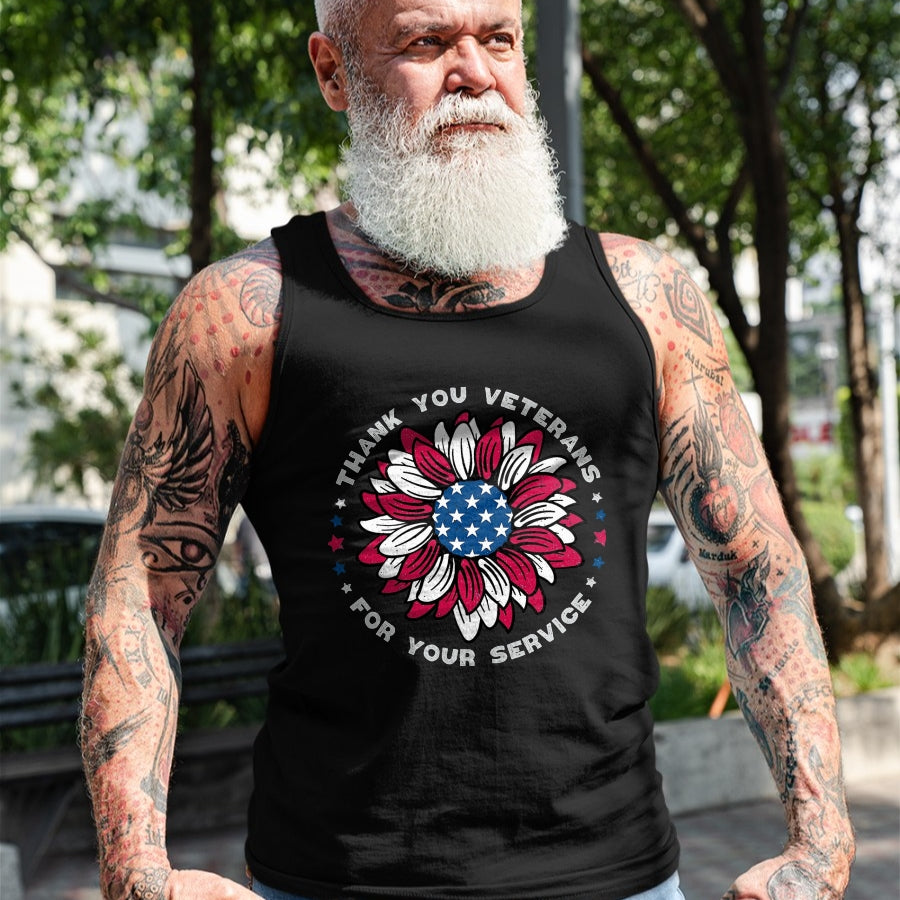 Proud Veteran Shirt, Funny Veteran UnisexT-Shirt/Hoodie/Sweatshirt HLT00 - Thank You Veterans Sunflower, Military Veterans Day Tribute T-Shirt, Men, Black, 3X-Large