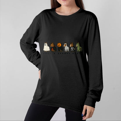 Best Horse Lover Shirt , Funny Horse UnisexT-Shirt/Hoodie/Sweatshirt HLT00 - Just A Spooky Horse Ghost Pumpkin Halloween Costumes T-Shirt