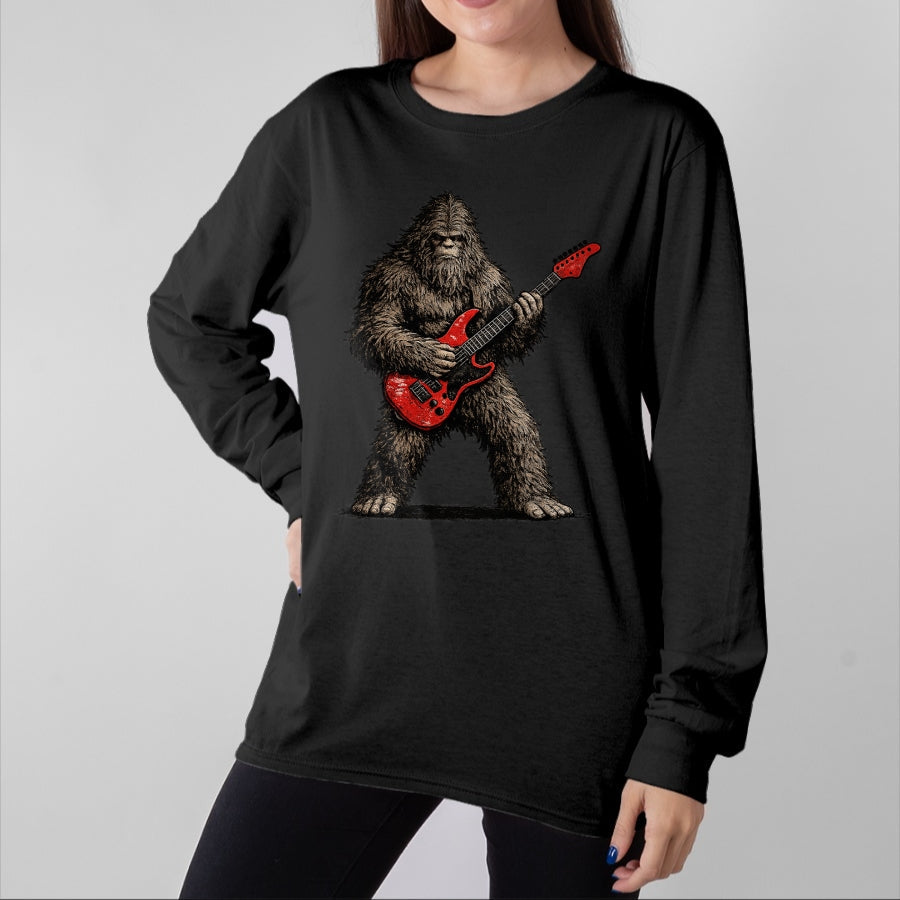 Guitar Lover Shirt, Funny Guitar UnisexT-Shirt/Hoodie/Sweatshirt HLT00 - Funny Bigfoot Playing Guitar Rock and Roll Gifts Men Women T-Shirt