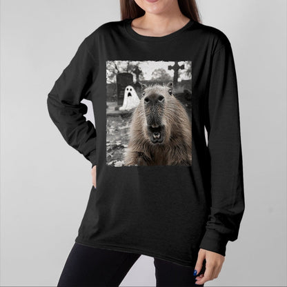 Cute Capybara Shirt, Funny Capybara Unisex T-Shirt/Hoodie/Sweatshirt HLT00 - Funny Capybara Halloween Costume T-Shirt, Men, Black, Small