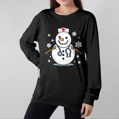 Funny Nurse Shirt, Nurse Unisex T-Shirt/Hoodie/Sweatshirt HLT00 - Nurse Snowman Nurse Christmas T-Shirt