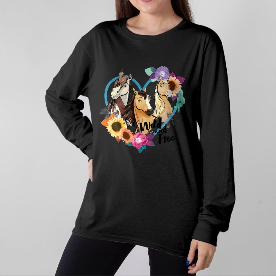 Best Horse Lover Shirt , Funny Horse UnisexT-Shirt/Hoodie/Sweatshirt HLT00 - Spirit Riding Free Wild and Free T-Shirt