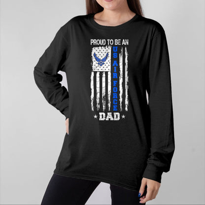Gift for Dad Shirt, Funny Dad Unisex T-Shirt/Hoodie/Sweatshirt HLT00 – Vintage USA Flag Proud To Be An US Air Force Dad T-Shirt
