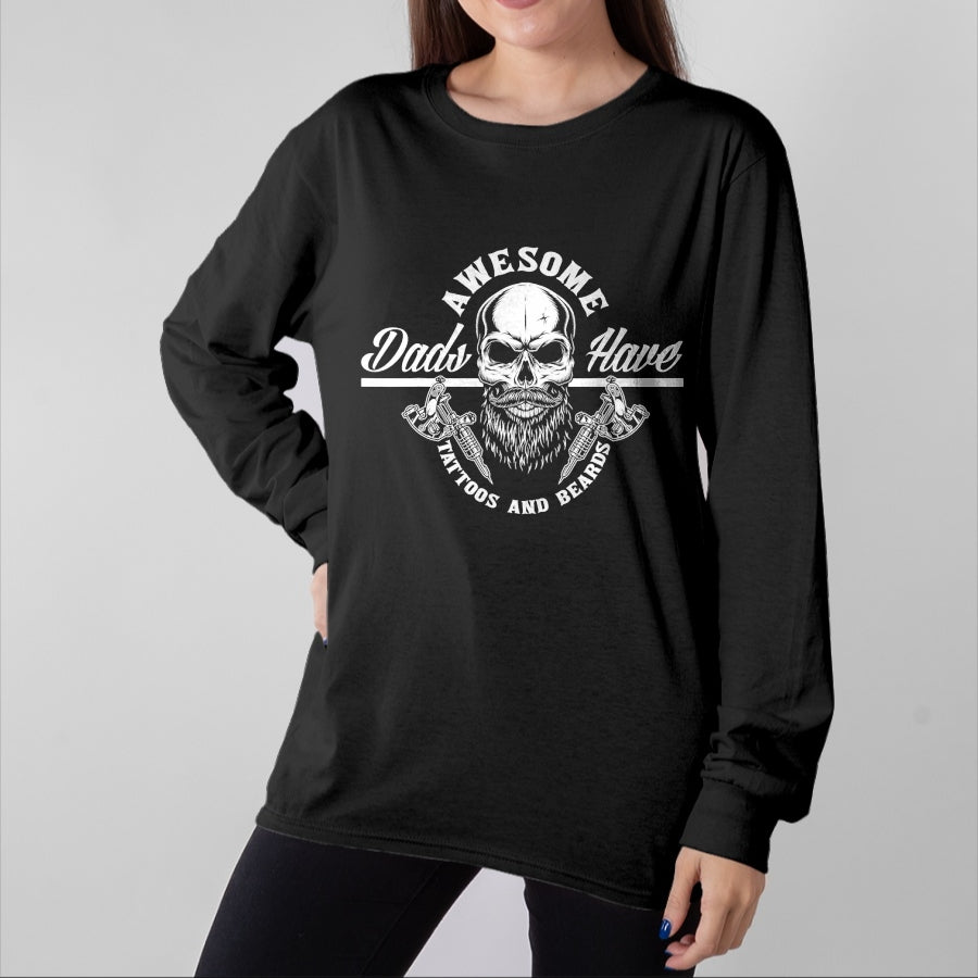 Best Wife Shirt, Wife and Husband Unisex T-Shirt/Hoodie/Sweatshirt HLT00 - Awesome Dads Have Tattoos And Beards Funny Father Dad T-Shirt