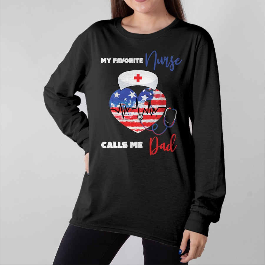 Funny Nurse Shirt, Nurse Unisex T-Shirt/Hoodie/Sweatshirt HLT00 - Mens My Favorite Nurse Calls Me Dad Funny Nurse Daughter T-Shirt