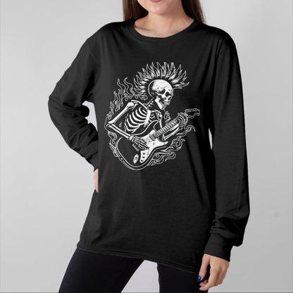 Guitar Lover Shirt, Funny Guitar UnisexT-Shirt/Hoodie/Sweatshirt HLT00 - Punk Rock Skeleton Electric Guitar Rocker Men Boys Kids T-Shirt, Men, Black, Large