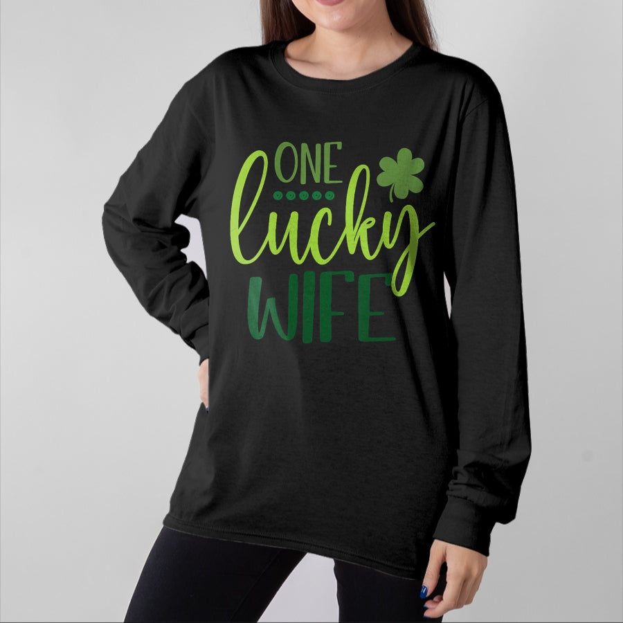 Best Wife Shirt, Wife and Husband Unisex T-Shirt/Hoodie/Sweatshirt HLT00 - Gift for wife T shirt, lucky wife   Womens One Lucky Wife Irish Shamrock Happy St Patricks Day Women (1)
