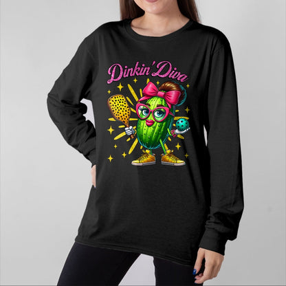 Funny Pickleball Shirt, Pickleball Lover Unisex T-Shirt/Hoodie/Sweatshirt HLT00 - Dinkin’ Diva Funny Pickleball Player Cute Pickle Lovers T-Shirt
