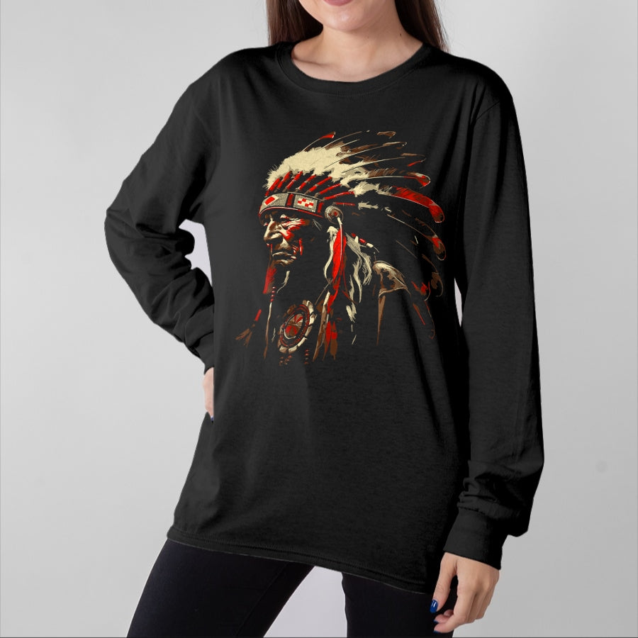 Native American T-Shirts, Vintage Native American Unisex T-Shirt/Hoodie/Sweatshirt HLT00 - Retro Native American Indian Headdress Vintage Men Graphic