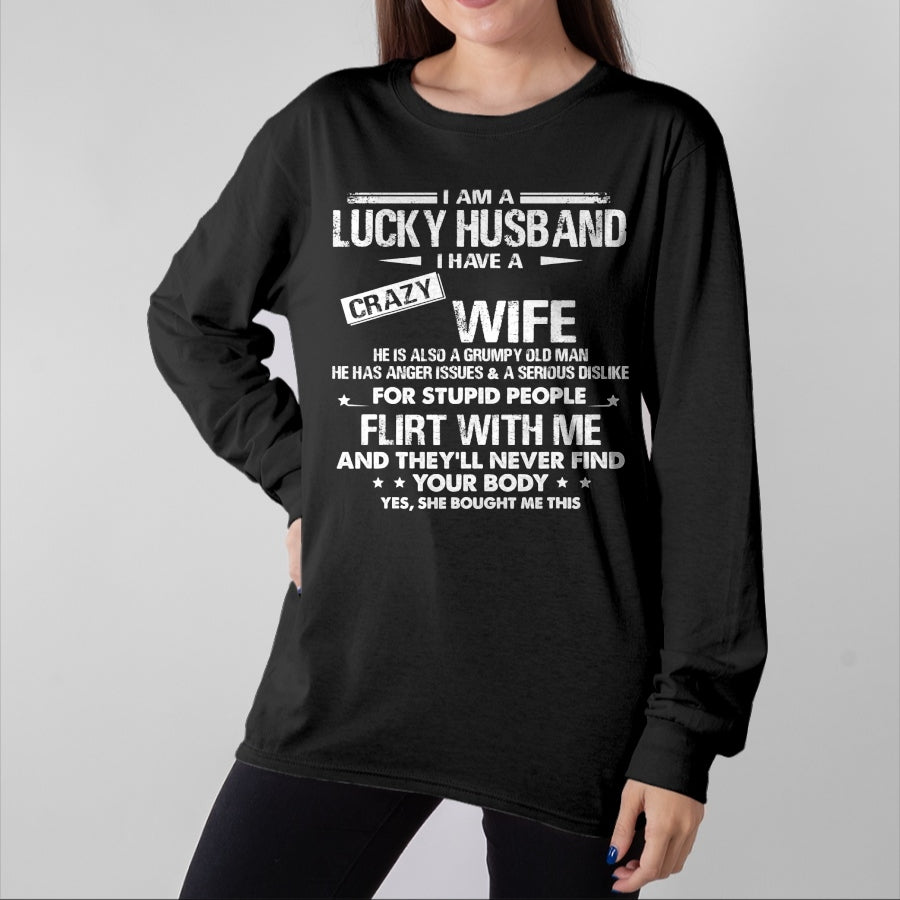 Best Wife Shirt, Wife and Husband Unisex T-Shirt/Hoodie/Sweatshirt HLT00 - Gift for wife T shirt, lucky wife   I am a lucky wife I have a crazy husband Funny gift for wife T-S