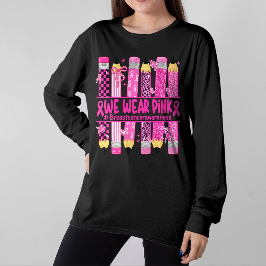 Best Teacher Shirt, Funny Teacher UnisexT-Shirt/Hoodie/Sweatshirt HLT00 - in October We Wear Pink Breast Cancer Awareness Teacher Kids T-Shirt