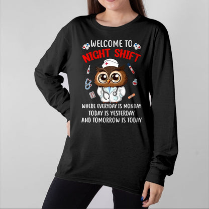 Funny Nurse Shirt, Nurse Unisex T-Shirt/Hoodie/Sweatshirt HLT00 - Owl Night Shift Funny Nurse Nursing Rn Lpn Cna For Men Women T-Shirt
