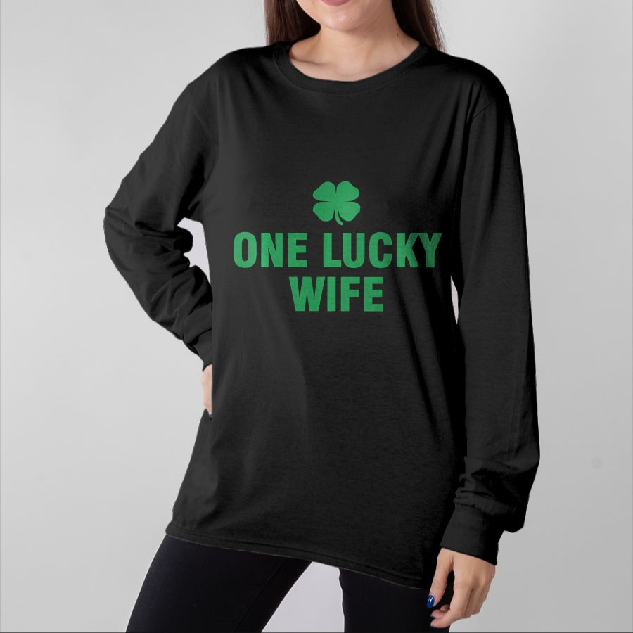 Best Wife Shirt, Wife and Husband Unisex T-Shirt/Hoodie/Sweatshirt HLT00 - Gift for wife T shirt, lucky wife   One Lucky Wife Long Sleeve T-Shirt
