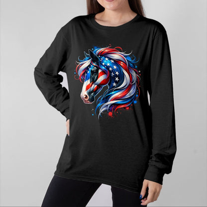 Best Horse Lover Shirt , Funny Horse UnisexT-Shirt/Hoodie/Sweatshirt HLT00 - Horse 4th of July Patriotic Horse Graphic American Flag T-Shirt