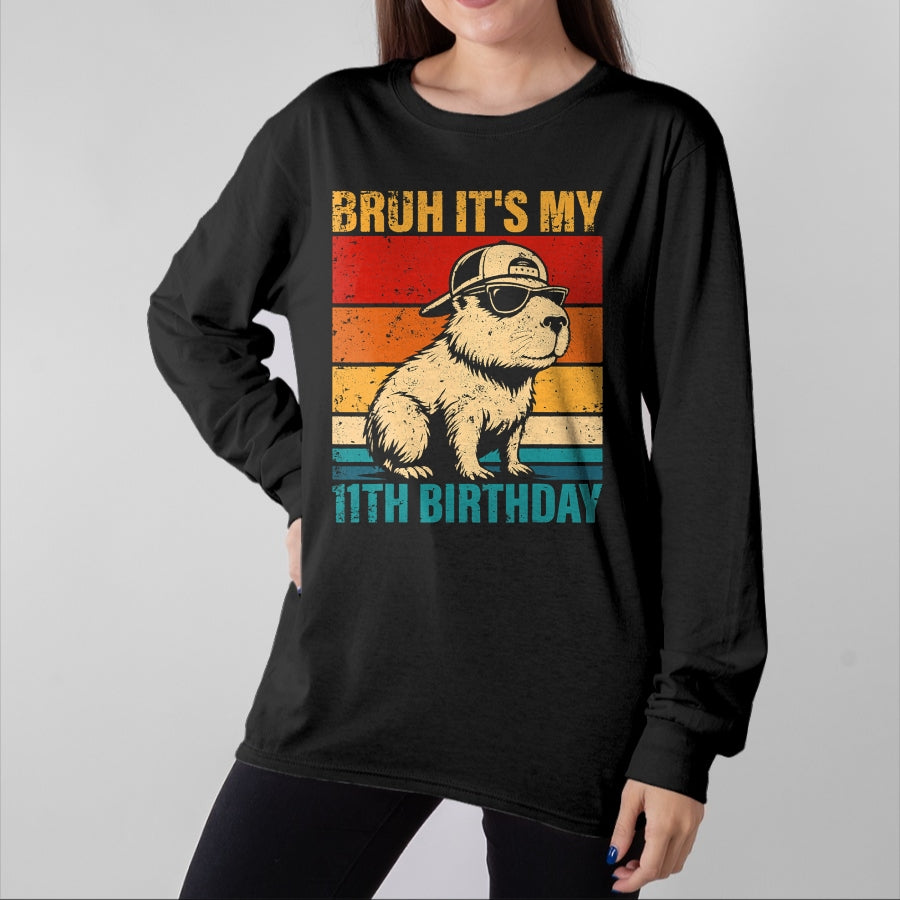 Cute Capybara Shirt, Funny Capybara UnisexT-Shirt/Hoodie/Sweatshirt HLT00 - 11 Year Old Birthday Boy Capybara Bruh It_s My 11th Birthday T-Shirt