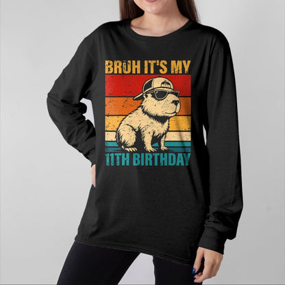 Cute Capybara Shirt, Funny Capybara UnisexT-Shirt/Hoodie/Sweatshirt HLT00 - 11 Year Old Birthday Boy Capybara Bruh It_s My 11th Birthday T-Shirt