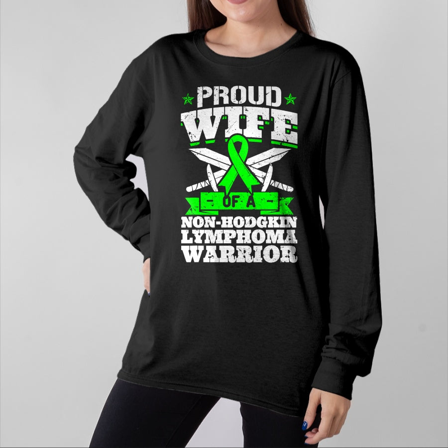 Best Wife Shirt, Wife and Husband Unisex T-Shirt/Hoodie/Sweatshirt HLT00 - Gift for wife T shirt, lucky wife   Proud Wife Of A Non-Hodgkin Lymphoma Warrior Awareness T-Shirt