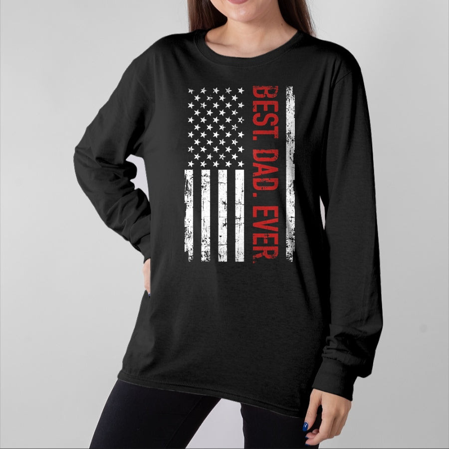Gift for Dad Shirt, Funny Dad Unisex T-Shirt/Hoodie/Sweatshirt HLT00 – Best dad ever US american flag gift for father_s day Short Sleeve T-Shirt