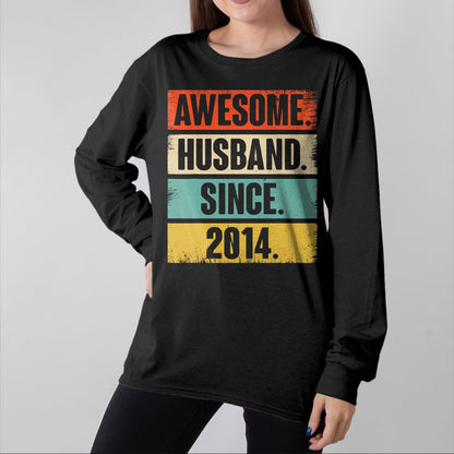 Best Wife Shirt, Wife and Husband Unisex T-Shirt/Hoodie/Sweatshirt HLT00 - 10th Wedding Anniversary Epic Awesome Husband Since 2014 T-Shirt