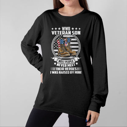 Proud Veteran Shirt, Funny Veteran UnisexT-Shirt/Hoodie/Sweatshirt HLT00 - Proud Son of WWII Veteran World War 2 Vet Flag US T-Shirt