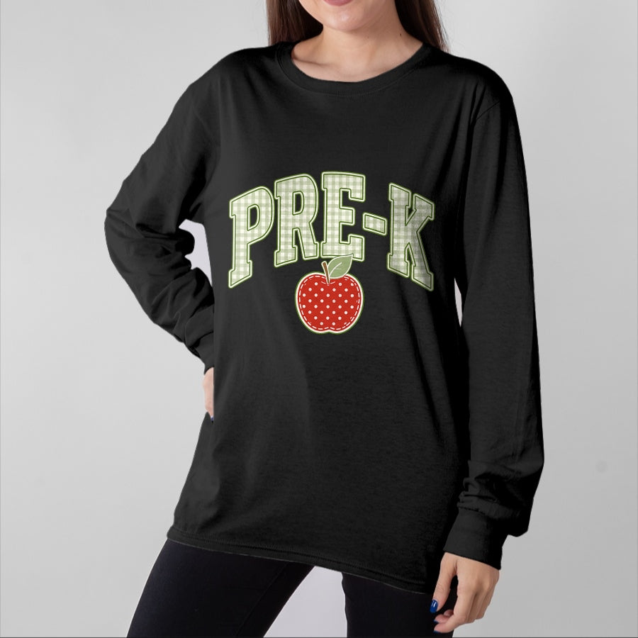 Best Teacher Shirt, Funny Teacher UnisexT-Shirt/Hoodie/Sweatshirt HLT00 - Vintage Pre-K Teacher Team Apple Gingham First Day of School T-Shirt