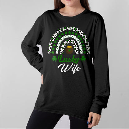 Best Wife Shirt, Wife and Husband Unisex T-Shirt/Hoodie/Sweatshirt HLT00 - Gift for wife T shirt, lucky wife   Womens Lucky Wife Rainbow St Patricks Day Lucky Wife V-Neck T-Sh