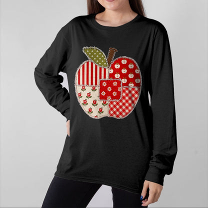 Best Teacher Shirt, Funny Teacher UnisexT-Shirt/Hoodie/Sweatshirt HLT00 - Cute Patchwork Preppy Apples Back to School Teacher Student T-Shirt