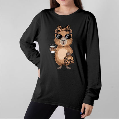 Cute Capybara Shirt, Funny Capybara Unisex T-Shirt/Hoodie/Sweatshirt HLT00 - Fashion Funny Leopard Capybara Coffee Cute Women Girls T-Shirt