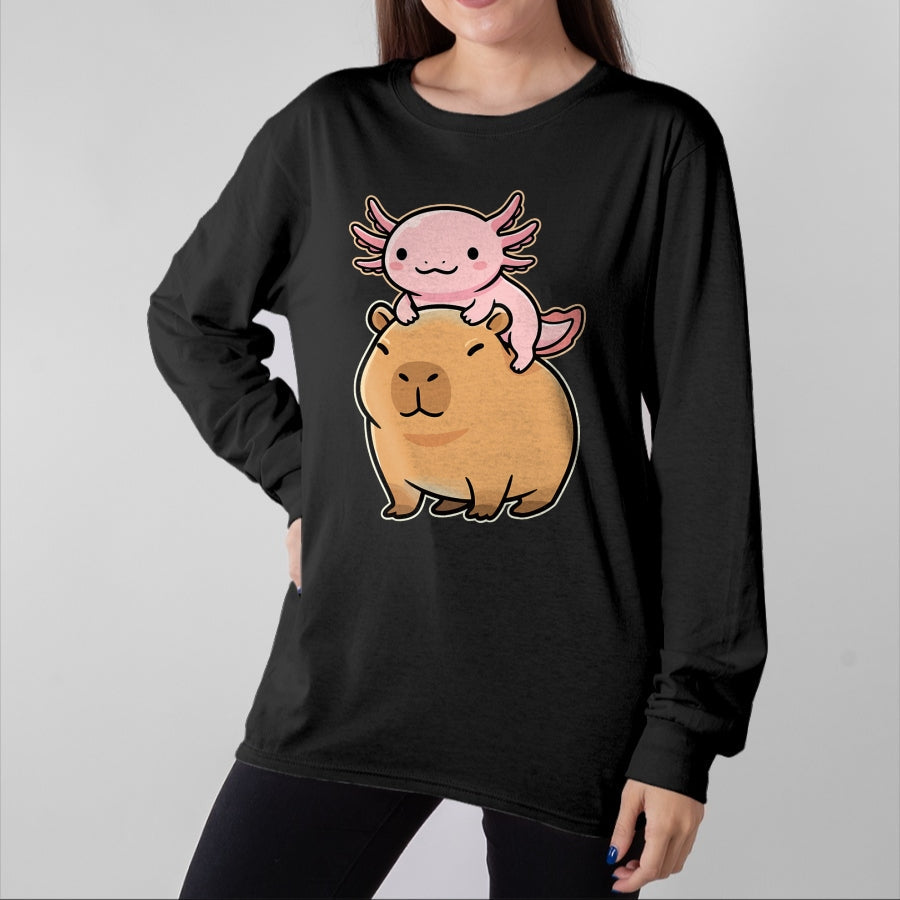 Cute Capybara Shirt, Funny Capybara Unisex T-Shirt/Hoodie/Sweatshirt HLT00 - Capybara Axolotl Kawaii Animal T-Shirt