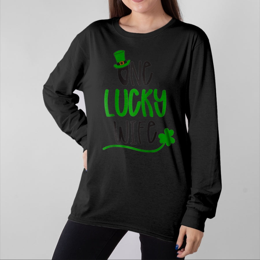 Best Wife Shirt, Wife and Husband Unisex T-Shirt/Hoodie/Sweatshirt HLT00 - Gift for wife T shirt, lucky wife   One Lucky Wife Irish St Patricks Day Womens Girls Funny Gift Rag