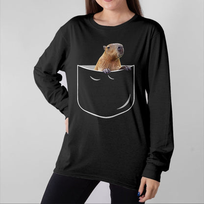 Cute Capybara Shirt, Funny Capybara Unisex T-Shirt/Hoodie/Sweatshirt HLT00 - Pocket Capybara Funny Capybara in Pocket Gift T-Shirt