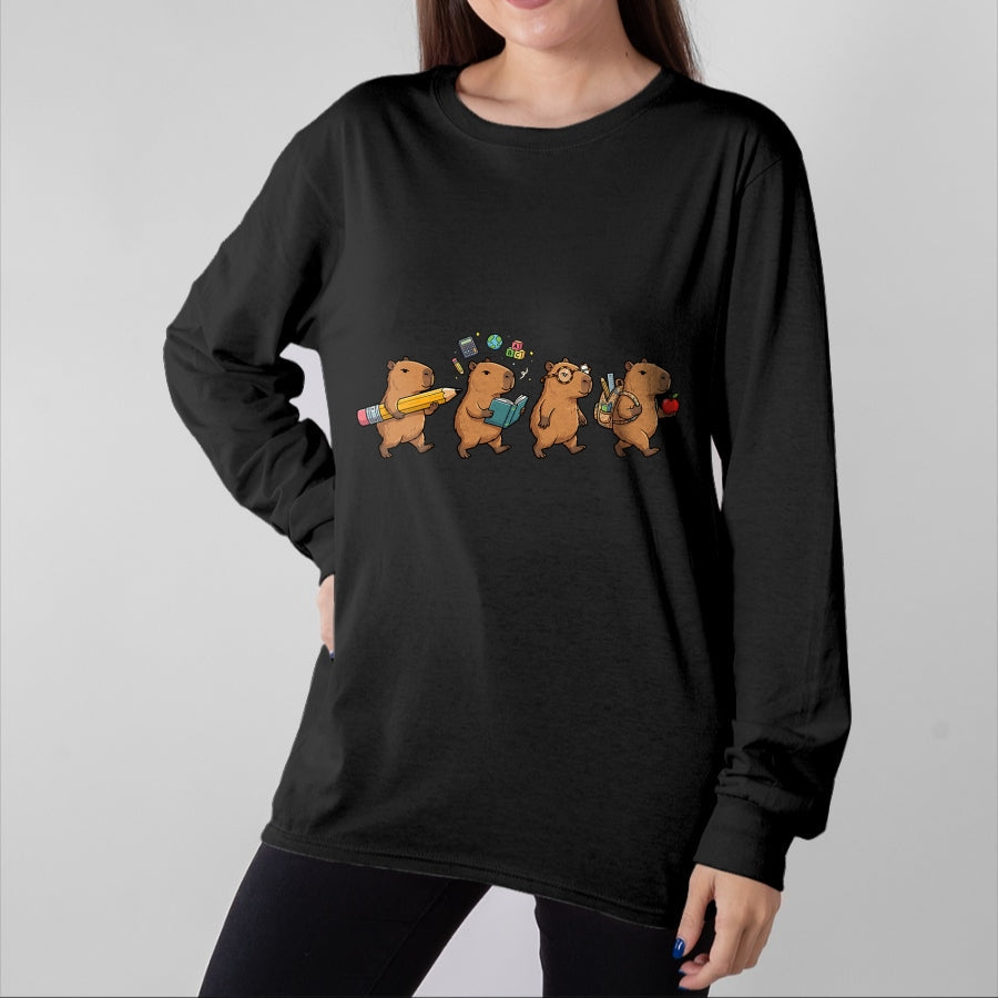 Cute Capybara Shirt, Funny Capybara Unisex T-Shirt/Hoodie/Sweatshirt HLT00 - Funny Capybara Back to School Teacher Student T-Shirt