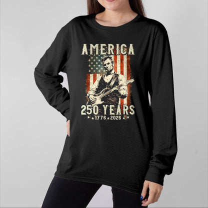Guitar Lover Shirt, Funny Guitar UnisexT-Shirt/Hoodie/Sweatshirt HLT00 - Vintage Abraham Lincoln Abe Lincoln Playing Guitar 250 Years T-Shirt, Men, Black, 3X-Large