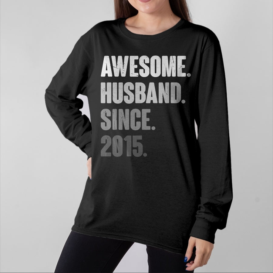 Best Wife Shirt, Wife and Husband Unisex T-Shirt/Hoodie/Sweatshirt HLT00 - 9th Year Wedding Anniversary Epic Awesome Husband Since 2015 T-Shirt
