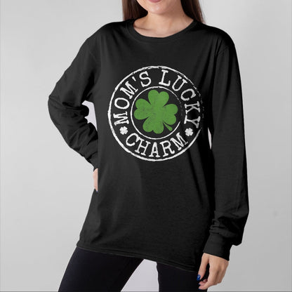 Gift for Mom Shirt, Funny Mom Unisex T-Shirt/Hoodie/Sweatshirt HLT00 - Moms Lucky Charm Irish Clovers Kids Boy Girl St Patricks Day T-Shirt