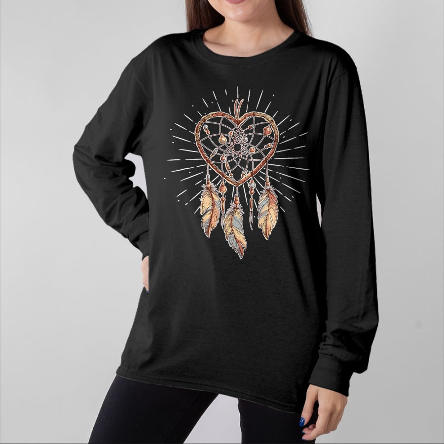 Native American T-Shirts, Vintage Native American Unisex T-Shirt/Hoodie/Sweatshirt HLT00 - Boho Native American Gift Heart Dreamcatcher