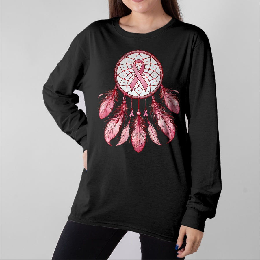 Native American T-Shirts, Vintage Native American Unisex T-Shirt/Hoodie/Sweatshirt HLT00 - Pink Ribbon Native Indian DreamCatcher Art Breast Cancer