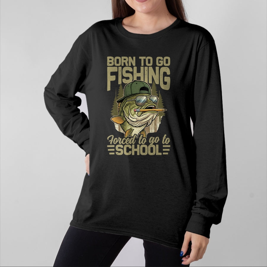Funny Fishing Shirt, Gift For Fishing Lover Unisex T-Shirt/Hoodie/Sweatshirt HLT00 - Born to Go Fishing Bass Fish Funny Fisherman Boys Kids Men T-Shirt (1)