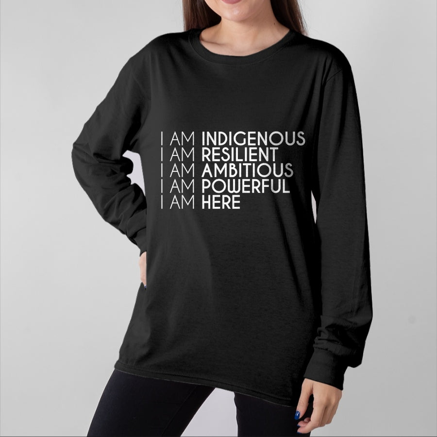 Native American T-Shirts, Vintage Native American Unisex T-Shirt/Hoodie/Sweatshirt HLT00 - Resilient Ambitious Powerful Here Native American Indigenous