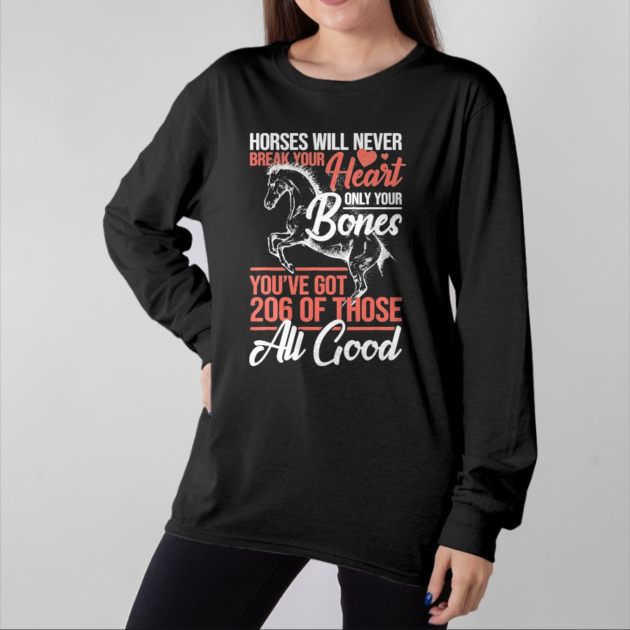 Best Horse Lover Shirt , Funny Horse UnisexT-Shirt/Hoodie/Sweatshirt HLT00 - Horse Rider - Horses Will Never Break Your Heart - Horse T-Shirt, Men, Black, 3X-Large